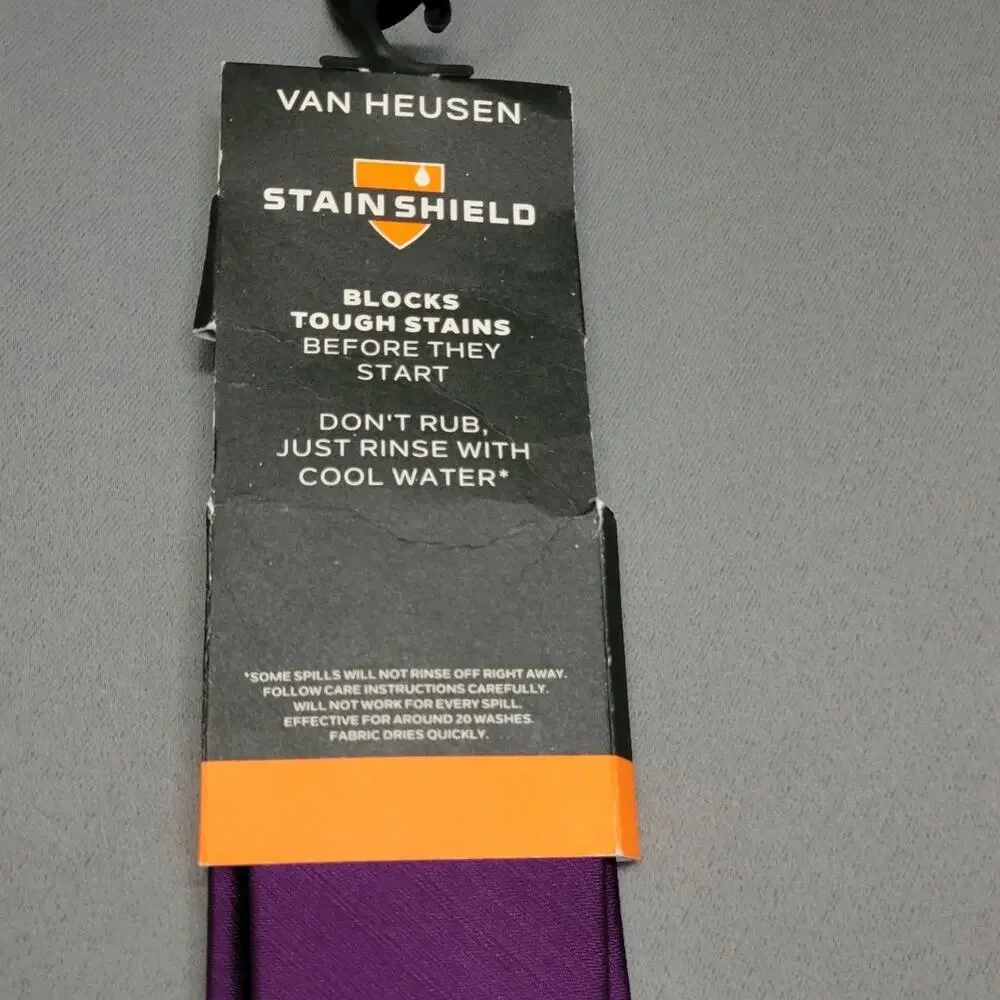 Van‎ Heusen Necktie Mens Purple Extreme Stain Shield Defense Jacquin Lines New